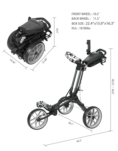 Miniatura 9 de Newfly Triciclo Carrito De Golf Plegado Y Desplegado Semiautomático Compacto, Tamaño Mínimo De Plegado Ultraligero, Nueva Versión Del Soporte Del Marcador
