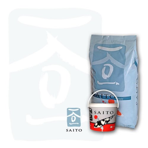 Saito Basic Premium Koifutter, Ganzjahresfutter für Koi, Schwimmfutter für Koi jeden Alters zur Verbessung der farblichen Brillianz der Koi, Saito Basic pflegt die Haut und unterstützt den Organismus und das Immunsystem der Koi 15kg 5mm