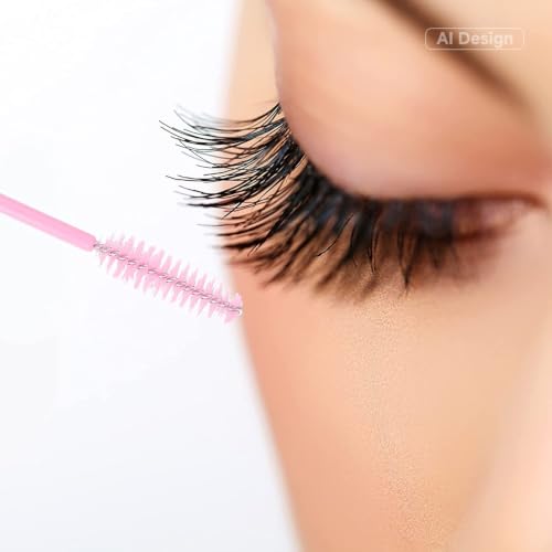 Image of G2PLUS 100PCS Disposable Eyelash Brushes, Adjustable Mascara Wands Makeup Applicator, Lash Spoolies Brushes for Eyelash Extensions and Eyebrows (Baby Pink)
