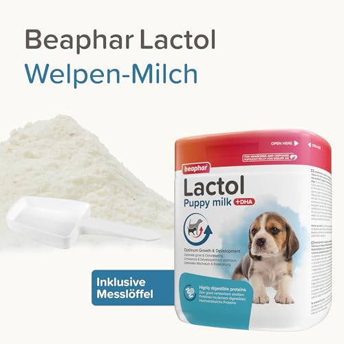 BEAPHAR - Lactol Aufzucht-Milch - Fûr Hundewelpen - Von Geburt An - Muttermilchersatz Mit DHA, Vitaminen Und Mineralien - Unterstützt Gesunde Aufzucht Und Stärkung - 500 g