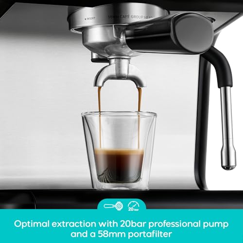 Image of CASABREWS Ultra Espresso Machine, Espresso Coffee Maker with Steam Wand | LCD Display, Custom Brew Temp, Latte & Cappuccino Machine, 20-Bar Italian Pump, Powerful Steam Wand, 73oz Removable Tank