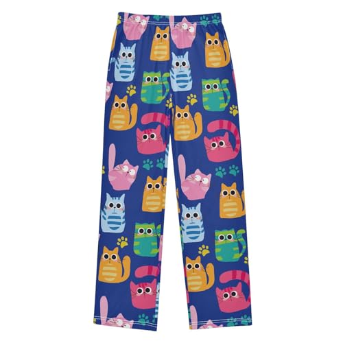 Boys' Pants Funny Cats Colorful Long Bottoms Jogger Pants Elastic Waist Trousers with Pockets S-XL