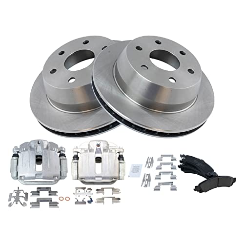 Image of TRQ Rear Brake Pad and Rotor Set Ceramic Vented Rotors Calipers