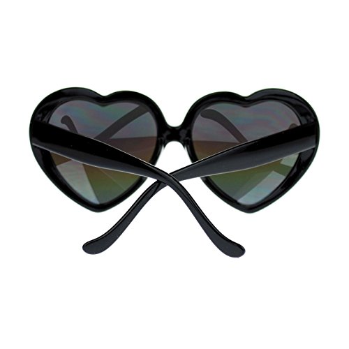 Diva Womens Mirrored Color Mirror Lens Plastic Heart Shape Sunglasses (Black) #TOP3