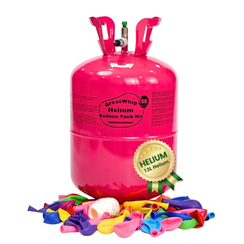 Helium Balloon Canister Disposable Fills 50 x 9 Inch Latex Balloons Large Helium Tank for Balloons Portable Home Use for Parties Decoration Inc. 50 Latex Balloons and Ribbon