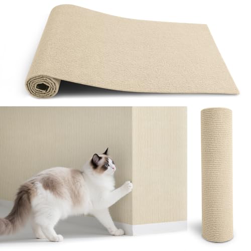 BOOMAGU【獣医開発】猫 爪研ぎ 爪研ぎシート DIY自由な組み立て可能 超強粘着 剥がせる 厚手 家具傷防止 耐摩耗 引っ掻き防止 猫の爪研ぎマット キャットタワー補修用 壁/床/ソファ対応 猫 つめとぎ 防止 シート (カーキ, 30*100CM)