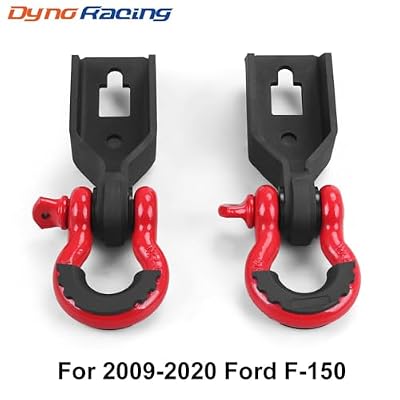 Dyno Racing Front Tow Hook Shackle Mount Kit Compatible with 2009-2023 Ford for F-150 with 3/4inch D Ring Shackles