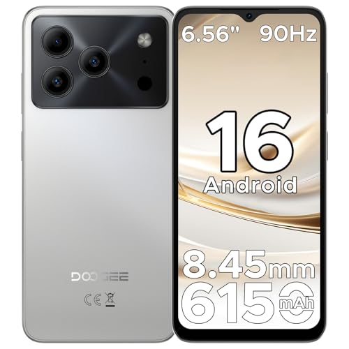 DOOGEE Note56 Android 16 Smartphone Pas Cher, Telephone Portable 6150mAh Écran 6.56 HD+/90Hz 24Go+64Go/TF 2To, 8MP+5MP Telephone, Débloqué 4G Dual SIM, Octa Core, Face ID/OTG