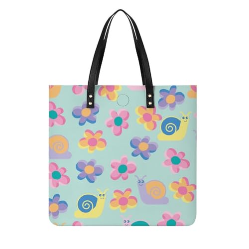 Sac à bandoulière escargot fleur grand tote bag femmes pour voyage 39x39cm