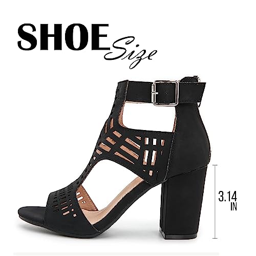 AOSPHIRAYLIAN Chunky Heeled Sandals for Womens Heels Bohemian Cutout Open Toe Summer Block Heeled Party Sandals by AOSPHIRAYLIAN - Used condition - Image 6