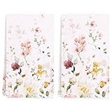 Nanstone Spring Summer Kitchen Towel 18x26 Inch,Whildflower Floral Green and White Dish Towels Hand Towels for Farmhouse Framhouse Kitchen Decoration (Set of 2)
