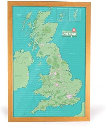 Map of The UK Pinboard - Made of Composite with Frame 53 x 76cm - Memo Board Made of Composite - UK Map Poster Pinboard, Wall Decoration, Travel Gift, Home Décor