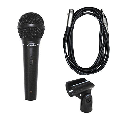 Audio2000'S ADM1064B Professional Cardioid Dynamic Microphone with 20ft Cable, Microphone Clip and Hard PVC Carrying Case