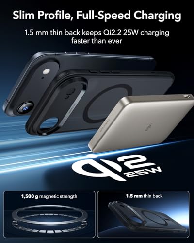 Image of ESR for iPhone Air Case, Camera Control Cover, Compatible with MagSafe, Shockproof Military-Grade Protection, Magnetic Phone Case for iPhone Air, Classic Hybrid Case, Frosted Black