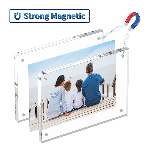 AITEE Acryl Bilderrahmen 15x20cm: Klare Doppelseitige Rahmenlose Fotorahmen, Freistehendem Schreibtisch Magnetischer Bilderrahmen
