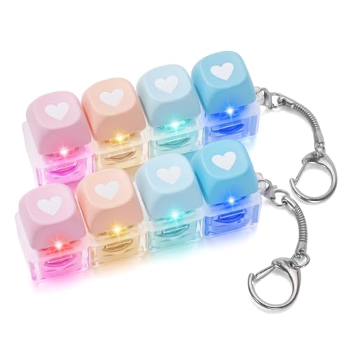 FunisFun Heart Keyboard Fidget Toy, Mini Keychain with Clicky Sound, Portable Fidget Keyboard Clicker Gift for Adults Relieve Stress and Pressure (2, Macaron1)