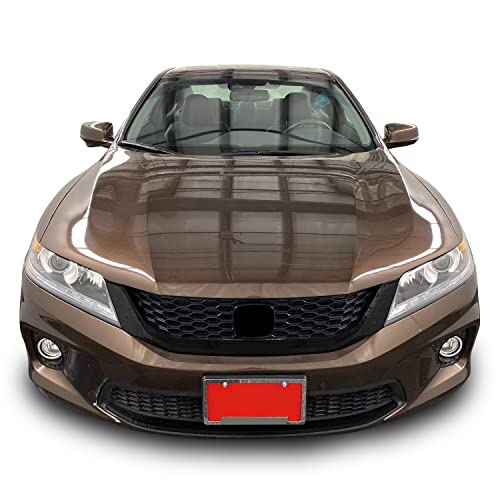 Front Grille Trim Chrome Delete Blackout Precut Vinyl Wrap Overlay Kit Compatible with and Fits Honda Accord Coupe 2013 2014 2015 - Gloss Black
