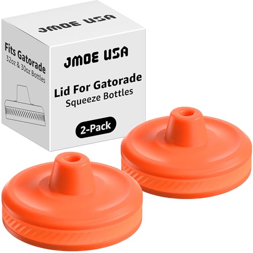 Jmoe USA Improved Lid For Gatorade Water Bottle | Fits Squeezable 32 oz and 30 oz Versions | Faster Flow Valve and Easy Twist Grip | Made With Food-Grade Materials (2-Pack)