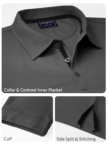 Image of FlowTech Men's Performance Polo Shirt DryMax Quick‑Dry Pinhead Texture Breathable Moisture‑Wick Odor‑Free