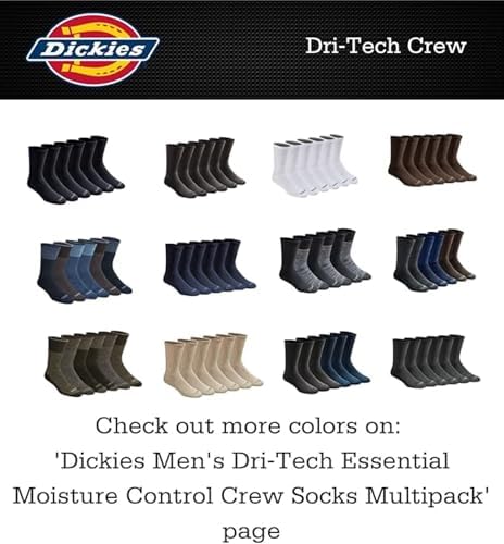 Dickies Men's Dri-Tech Original Moisture Control Crew Socks, Available in M-XXL (6, 12, 18 Pairs), Heathered Colors (6 Pairs), Large - 3