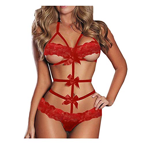 Preisvergleich Produktbild WoWer Damen Sexy Weihnachten Kostüm Dessous Nachthemd Erotik Rot Weihnachtsfrau Unterwäsche Babydoll Strapse Nachtkleid Cosplay Lingerie Nachtwäsche Rock Bühnenuniformen Erotische Dessous