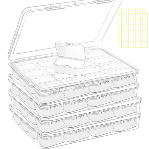 Image of 68pcs Bead Storage Containers, Bead Organizer Boxes And Craft Storage Boxes For Bracelet Making DIY Jewelry Craft Nails, Bracelets, Jewelry, Diamonds, Clay Beads, (4 Pack 1.93x1.65x0.95inch)