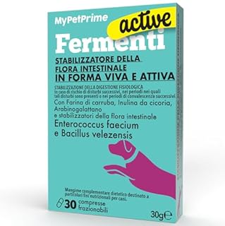 MyPetPrime Fermenti Lattici Cane ACTIVE 30 Cpr Probiotici Digestivi da 6,5 Miliardi con Inulina - Equilibrio Intestinale e Digestione, Ripristino della Flora Batterica, Riduzione di Prurito Cutaneo