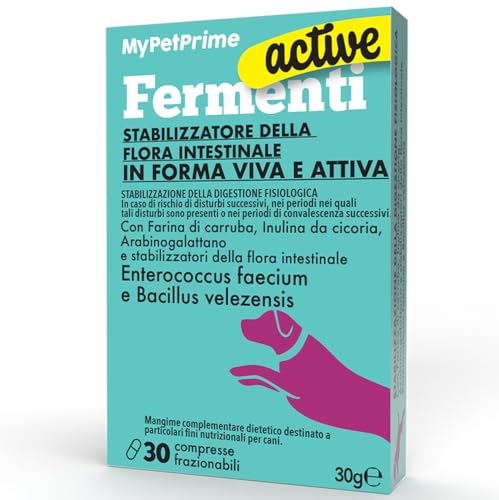 MyPetPrime Fermenti Lattici Cane ACTIVE 30 Cpr Probiotici Digestivi da 6,5 Miliardi con Inulina -...