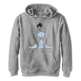 Disney Winnie The Pooh Basic Sketch Eeyore Boy's Hooded Pullover Fleece, Athletic Heather, Small
