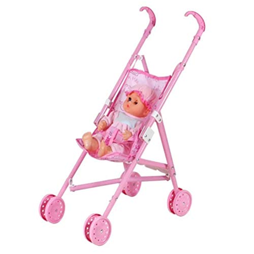 Zhongdawei Juego de muñeca de bebé con carrito, cochecito y muñeca My First Dolls - Cochecito de juguete para niñas - Cochecito de bebé para niños