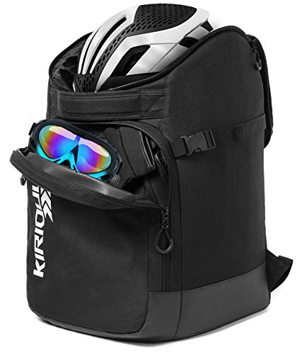 KIRIOUL Ski Boot Bag with Padded Protection, Skiing and Snowboarding Travel Backpack/Luggage with Waterproof Exterior & Bottom Stores Gear Including Helmet, Jacket, Gloves & Accessories for Men/Women