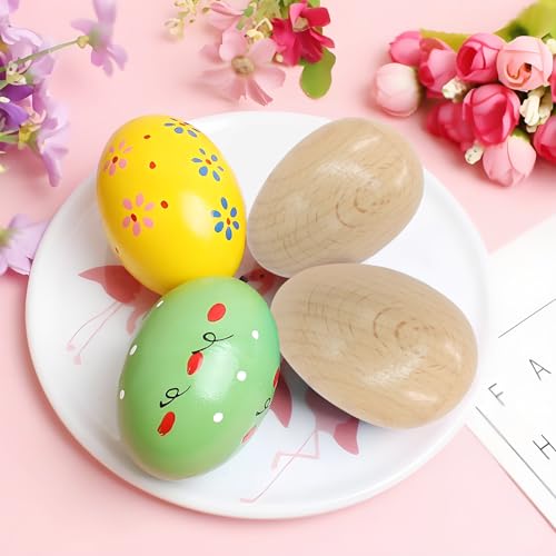 Hordion 2 Pcs Wood Egg Shakers, Maracas Shakers Wooden Hand Percussion Instrument for Musical Education Party Classroom