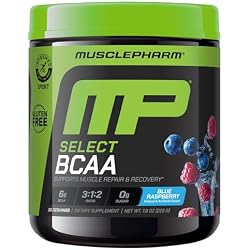 MusclePharm Essentials BCAA Powder, Pre & Post Workout Recovery Drink, Supports Muscle Recovery & Energy Production, Essential Amino Acids Supplement, 30 Servings, Blue Raspberry Flavor