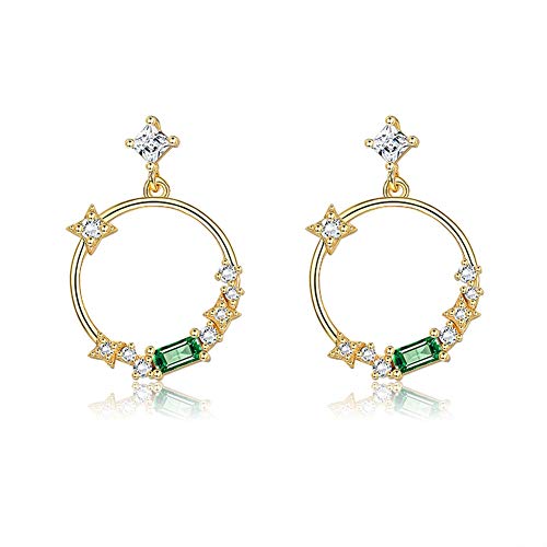 Boucles d'oreilles cristal zircon brillant pour femmes style cercle couronne