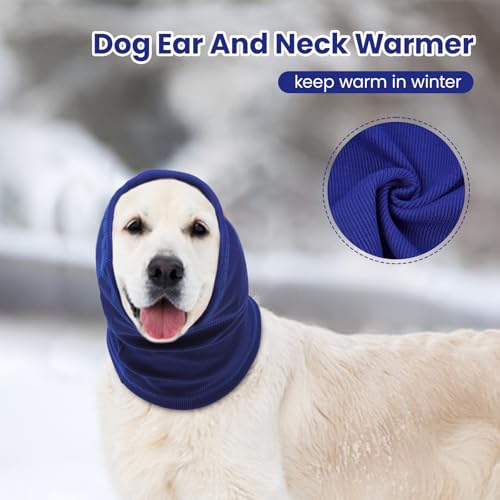 Image of BRKURLEG Dog Calming Hoodie, Dog Ear Muffs for Noise Protection, Pet Anxiety Relief Head Cover and Ears Protector, Dogs Ear Wrap for Grooming Bath and Drying, Blue,M