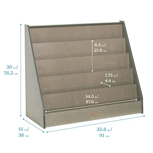 Image of ECR4Kids Single-Sided Wooden Book Display, Montessori Furniture, Grey Wash