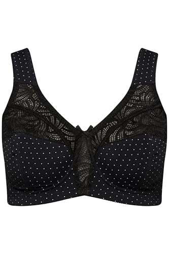 Ulla Popken Damen große Größen Übergrößen Plus Size Entlastungs-BH, Spitze, ohne Bügel schwarz 125D 830454100-125D