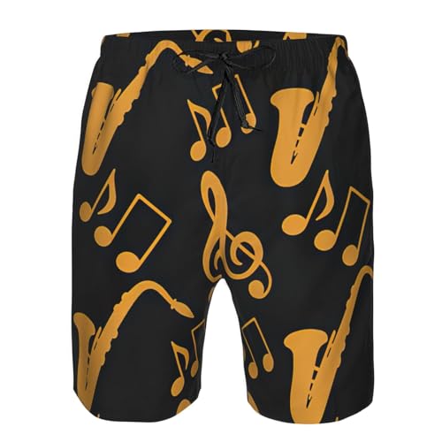 Musical Notes Treble Print Men's Hawaiian Shorts Beach Shorts Quick Dry Fun Swim Trunks Lining Bathing Suits4