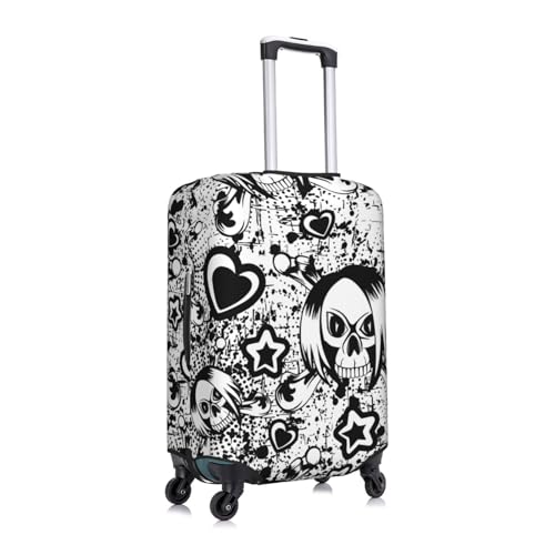 Travel Luggage Cover Spandex Suitcase Protector Bag,Cartoon Skull Funny Anti-Scratch Fits 18-32 Inch Luggage, Baggage Covers For Kid And Adult,Medium3