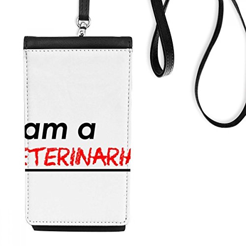Sac à main suspendu vétérinaire en cuir noir chic pour smartphone