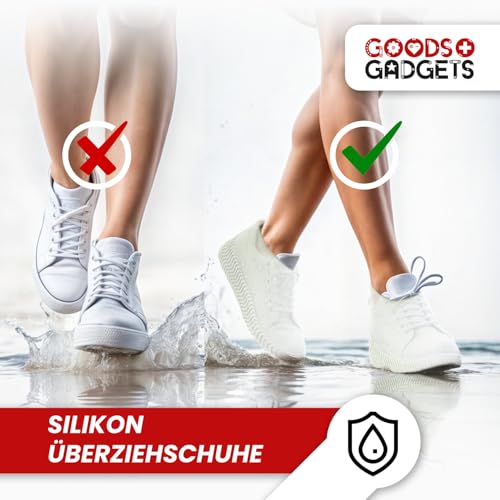 GOODS+GADGETS Silikon Überziehschuhe Überschuhe wasserdichte Schuh-Überzieher rutschfeste Regen-Schuhe Wiederverwendbare Schuhschoner (L (40-45) Weiß)