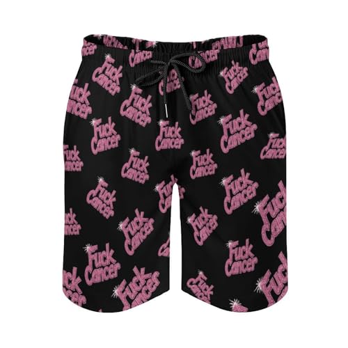 Fuck Cancer Glitter Mens Swim Trunks Quick Dry Beach Swimming Shorts with Mesh Lining and Pockets3