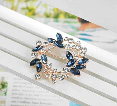 Image of Gyn&Joy Clear Crystal Rhinestone Floral Wreath Pin Brooch BZ005