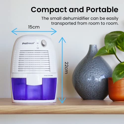 Pro Breeze® 500ml Premium Dehumidifier for Damp, Mould, Moisture in Home, Kitchen, Bedroom, Caravan, Office, Garage (White & Blue, 500ml)