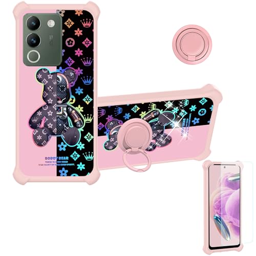 jioeuinly Case for Vivo Y200 5G Case Compatible for Vivo V30 Lite 5g Phone Case Cover [with Tempered Glass Screen Protector][Hard PC + Soft Silicone][Colorful Reflect Light] IMDF-JXX