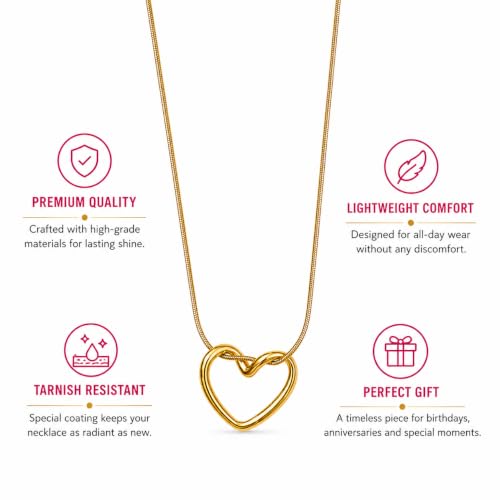 Adrika jwell Anti Tarnish Heart Pendant Necklace Chain for Women | Stylish 18K Gold Plated Heart Shape | Minimalist Pendant Necklace for Daily and Office Wear | Gift for Girls | Korean Chain - Image 4