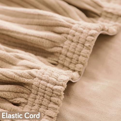 Image of HOKIPO 200 GSM Premium Knitting Jacquard Elastic Dining Table Chair Cover Set of 2, 'Nestiva Series' Blush Beige (AR-6072-BGE)