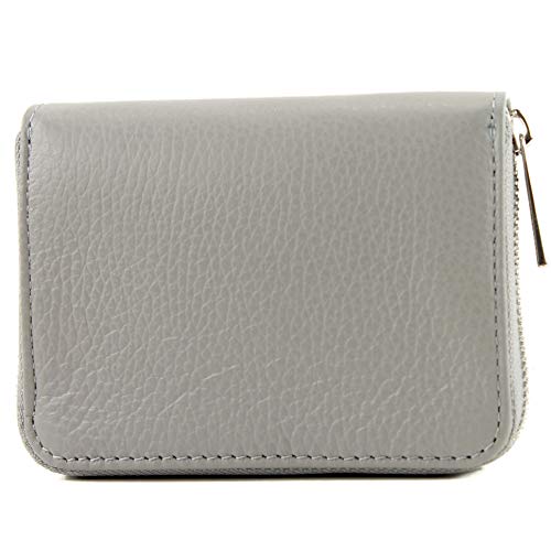 P04 - italian women's wallet genuine leather short (Grey)