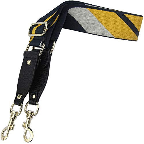 Image of Duwi Wide Purse Strap Multicolor Striped Guitar Style Strap Adjustable Canvas Crossbody Bag Strap