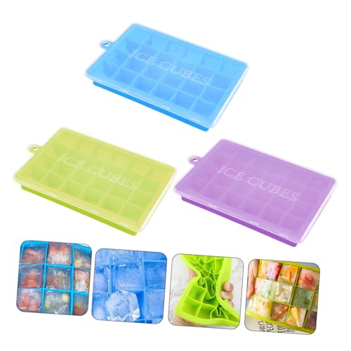 BESPORTBLE molde de silicona para cubos de hielo con tapas 3 piezas miniatura 4